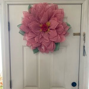 Pink flower handmade wreath